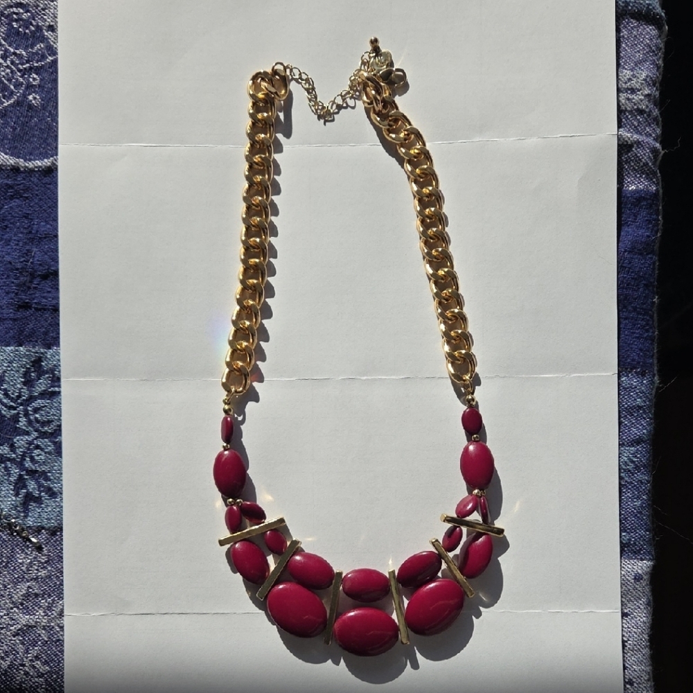 Gold and Red Statement Necklace